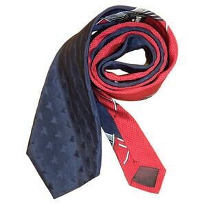 80s Lanvin SILK Tie | Lanvin Paris Navy & Red Necktie